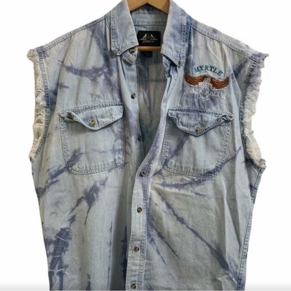 USA Biker Design Biker Rally Frayed, Sleeveless MYRTLE BEACH 2011 Shirt, sz. L. - Picture 1 of 12
